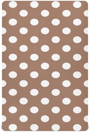 Joisal White Brown Retro Polka Dot Crib Sheets for Boys