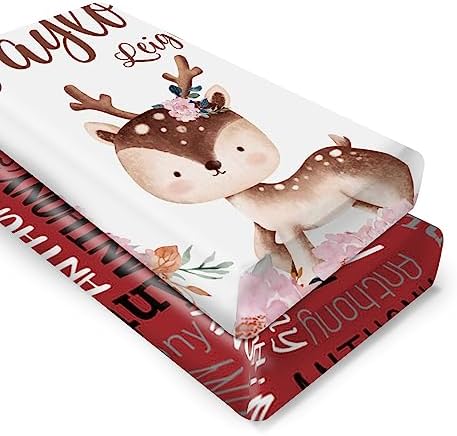 Custom Baby Crib Sheets with Name - 2 Pack Animals Names Design