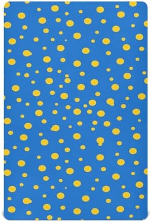 Yellow Blue Polka Dot 52x28 Crib Mattress Sheet