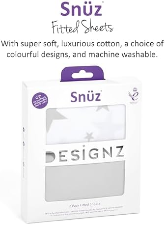 Snuz Baby Crib Fitted Sheets Pack of 2 Gray Star