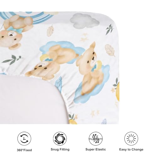 KASTLEE Watercolor Bear Rainbow Crib Sheets 52x28