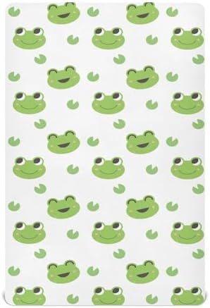 Happy Frogs Green Leaves Crib Sheets Playard Sheets for Baby Toddler