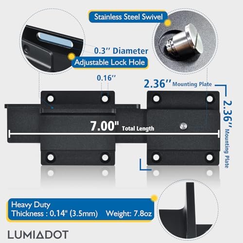 Lumiadot Flip Gate Latch Lock with Padlock Hole 1