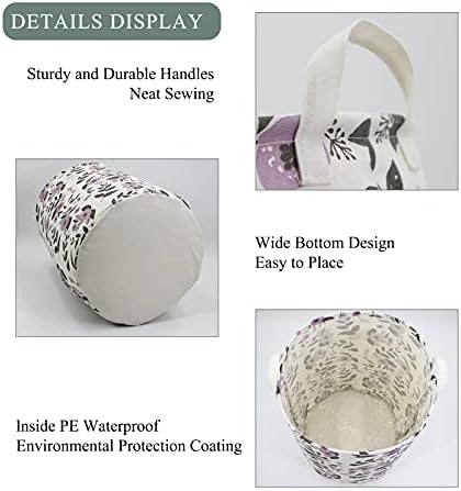 Mziart Foldable Laundry Basket with Handles Purple