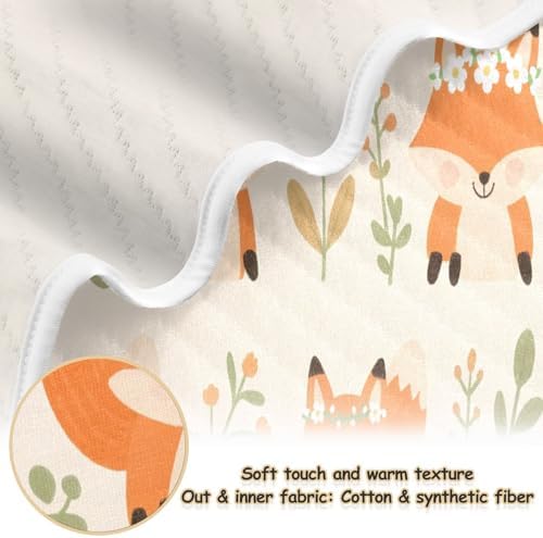 Custom Cute Animal Fox Flower Blanket for Baby Boy 1