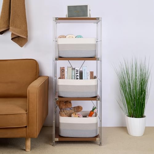 MiniArk Woven Rope Storage Baskets 2-Pack Gradient Grey