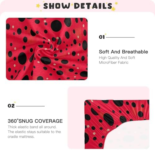 Wassud Red Dot Crib Sheets Set for Boys Girls