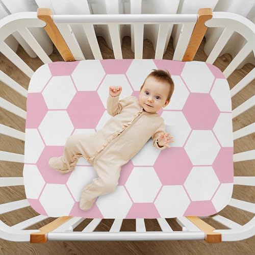 KICPOAY Fitted Crib Sheets Soccer Pattern 39x27in