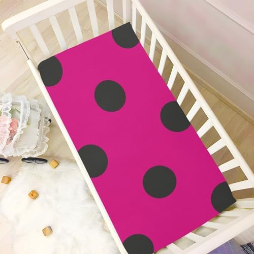 Hot Pink Polka Dots 52x28 Crib Sheets