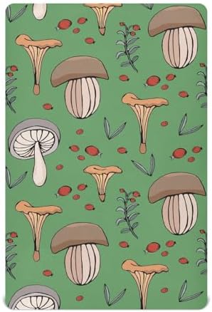 KICPOAY Forest Mushroom Crib Sheets Stretchy Playard Sheets for Baby
