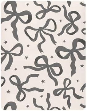 KICPOAY Coquette Black Bows Crib Sheets Playard Sheets for Baby Toddler