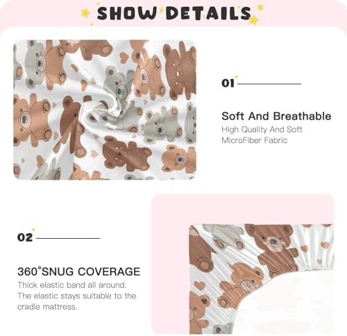 ALAZA Cute Teddy Bear Crib Sheets for Girls and Boys