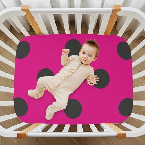 Hot Pink Polka Dots 52x28 Crib Sheets
