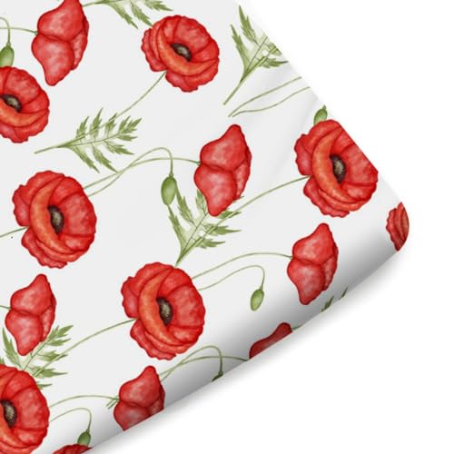Soft Breathable Floral Crib Sheet 52x28 Red Poppy