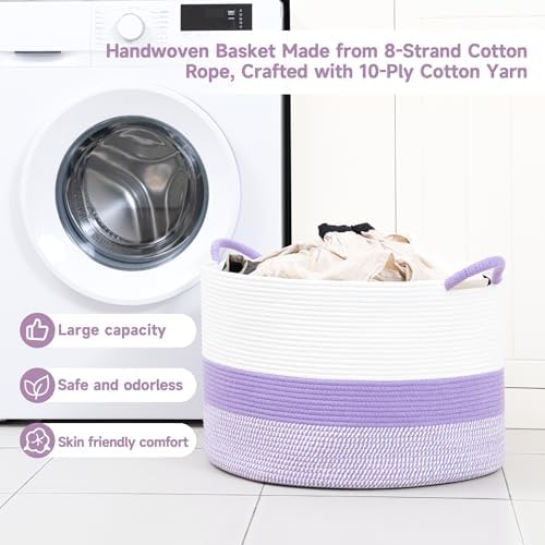 CLHMILYZ Cotton Rope Basket - 20x13 Inches Storage Bin