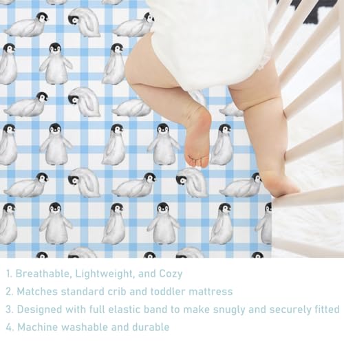Watercolor Baby Penguins Crib Sheet 52x28