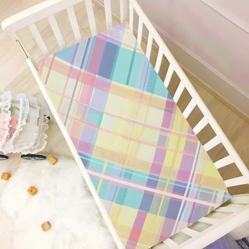 JIPONI Tartan Plaid Crib Sheet - Soft Breathable Fitted