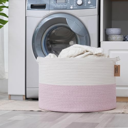 COMFY-HOMI XXL Blanket Storage Basket 21x21x136 - WhitePink