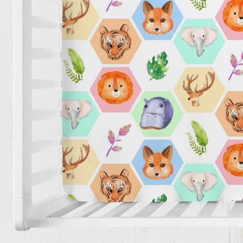 Cute Safari Animals Crib Sheets for Baby