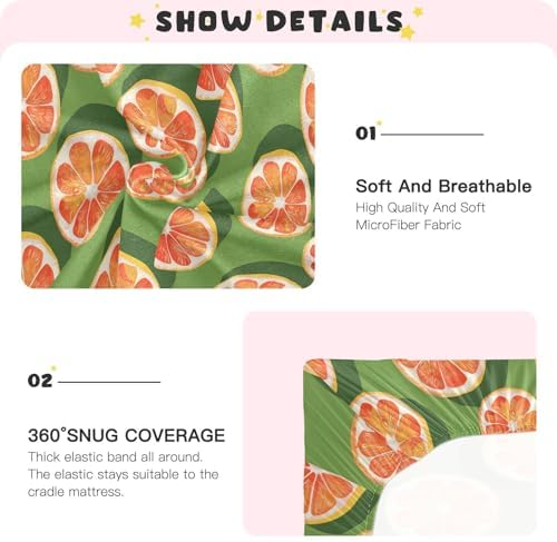 ALAZA Slices Whole Citrus Crib Sheets for Girls and Boys
