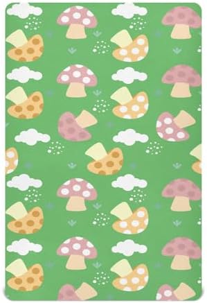 KICPOAY Fitted Crib Sheets with Mushrooms Pattern