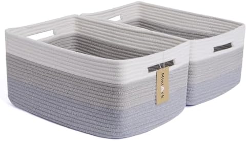 MiniArk Woven Rope Storage Baskets 2-Pack Gradient Grey