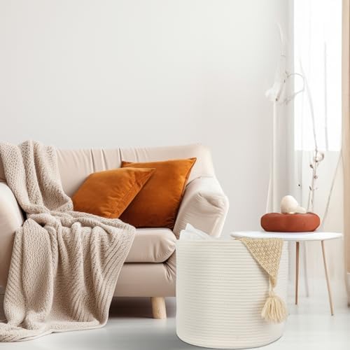 Cotton Rope Storage Basket for Kids Baby 16x14 Round Woven Basket