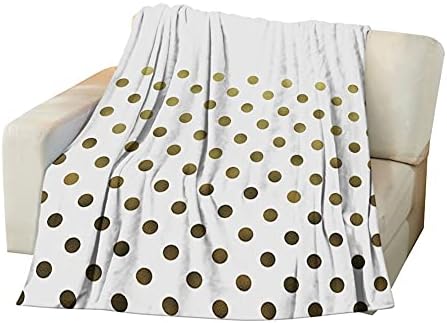 WONDERTIFY Polka Dot Throw Blanket Cozy 30X40 Gold Bronze White