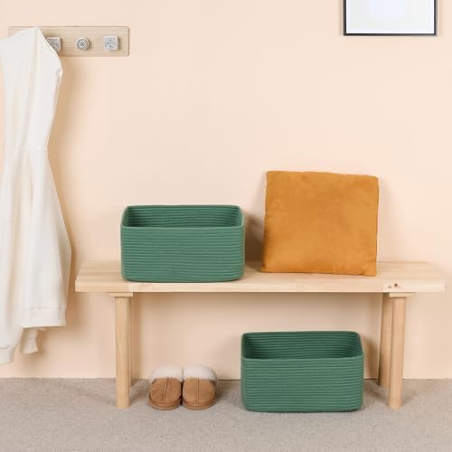 MiniArk 2 Pack Woven Rope Storage Baskets Green 17x13x75 Inch
