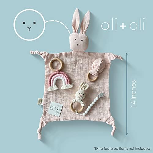 AliOli Cuddle Bunny Security Blanket - Soft Muslin for Babies