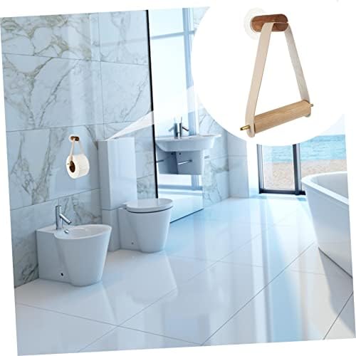 Easy Install Wall Hanging Paper Towel Holder Wooden Leather Material