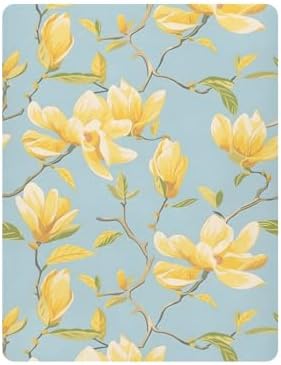 ALAZA Yellow Magnolia Crib Sheets with Blue Background