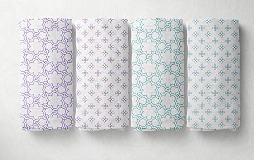 Bacati 4 Pack Swaddle Blankets - Soft Cotton Muslin for Baby Comfort