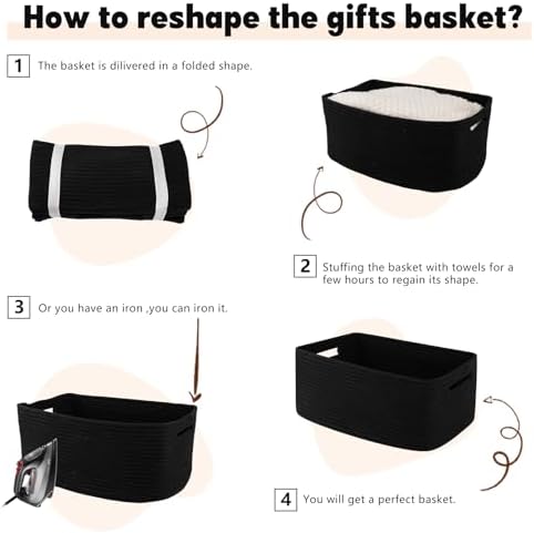 OIAHOMY Woven Storage Basket 2-Pack Black