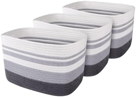 WISELIFE 3 Pack Storage Baskets Grey