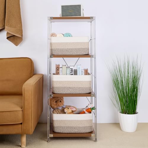 MiniArk Woven Rope Storage Baskets 2 Pack Gradient Brown 17x13x75