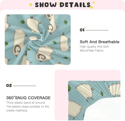 KICPOAY Sheep and Leaves Stretchy Crib Sheets