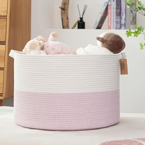 COMFY-HOMI XXL Blanket Storage Basket 21x21x136 - WhitePink