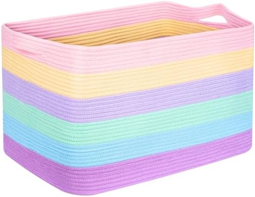 MINTWOOD Design 22in Rainbow Woven Storage Basket