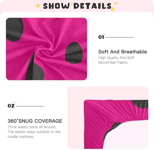 Hot Pink Polka Dots 52x28 Crib Sheets
