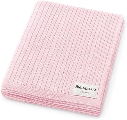 Organic Ribbed Swaddle Blanket - Blush Pink for Newborns