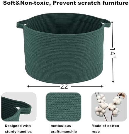 Large Cotton Rope Storage Basket 22x14 Dark Green