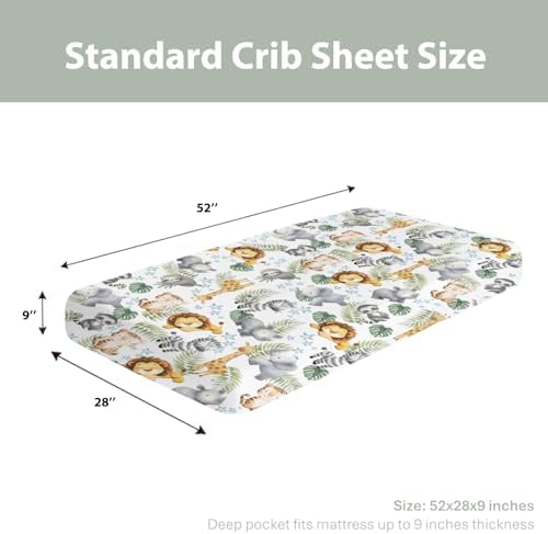 Jungle Friends Crib Sheets for Boy Girl 52x28 1
