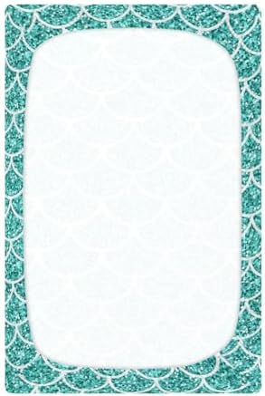 Glitter Teal Mermaid Scales Crib Sheet for Baby Boys