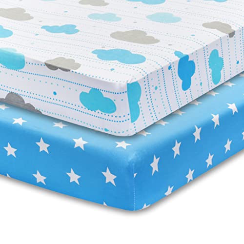 Everyday Kids 2 Pack Crib Sheets for Boys - Celestial Themes