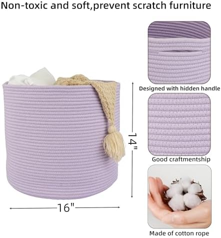 Cotton Rope Storage Basket 16x14 Multi-Purpose Nursery Organizer