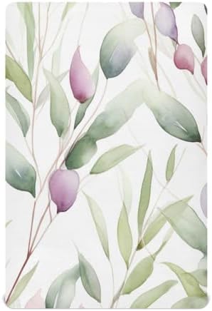 Wassud Light Green Leaves Crib Sheets Pack and Play