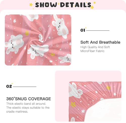 KICPOAY Cartoon Rabbit and Star Crib Sheets
