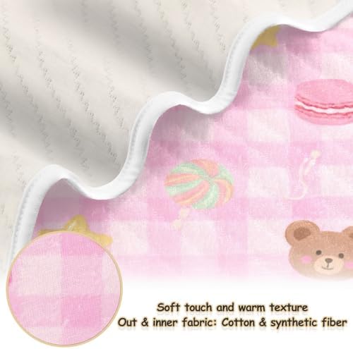 Custom Cute Pink Sweet Checker Heart Baby Blanket 30x40in