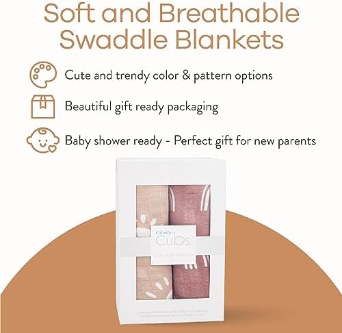Comfy Cubs Muslin Swaddle Blankets - Pack of 2 1